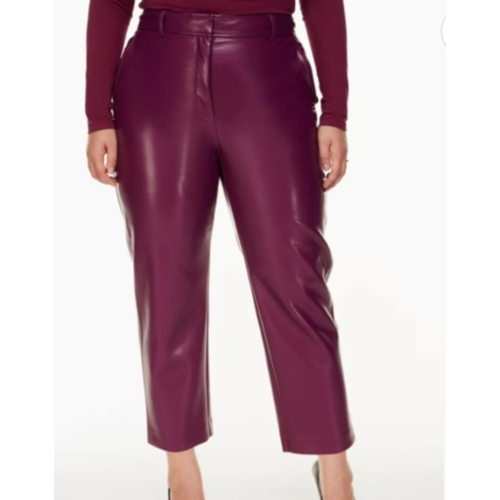 Aritzia Babaton Command Cropped Faux Leather Pant Retro‎ Glam Grapevine Size 6